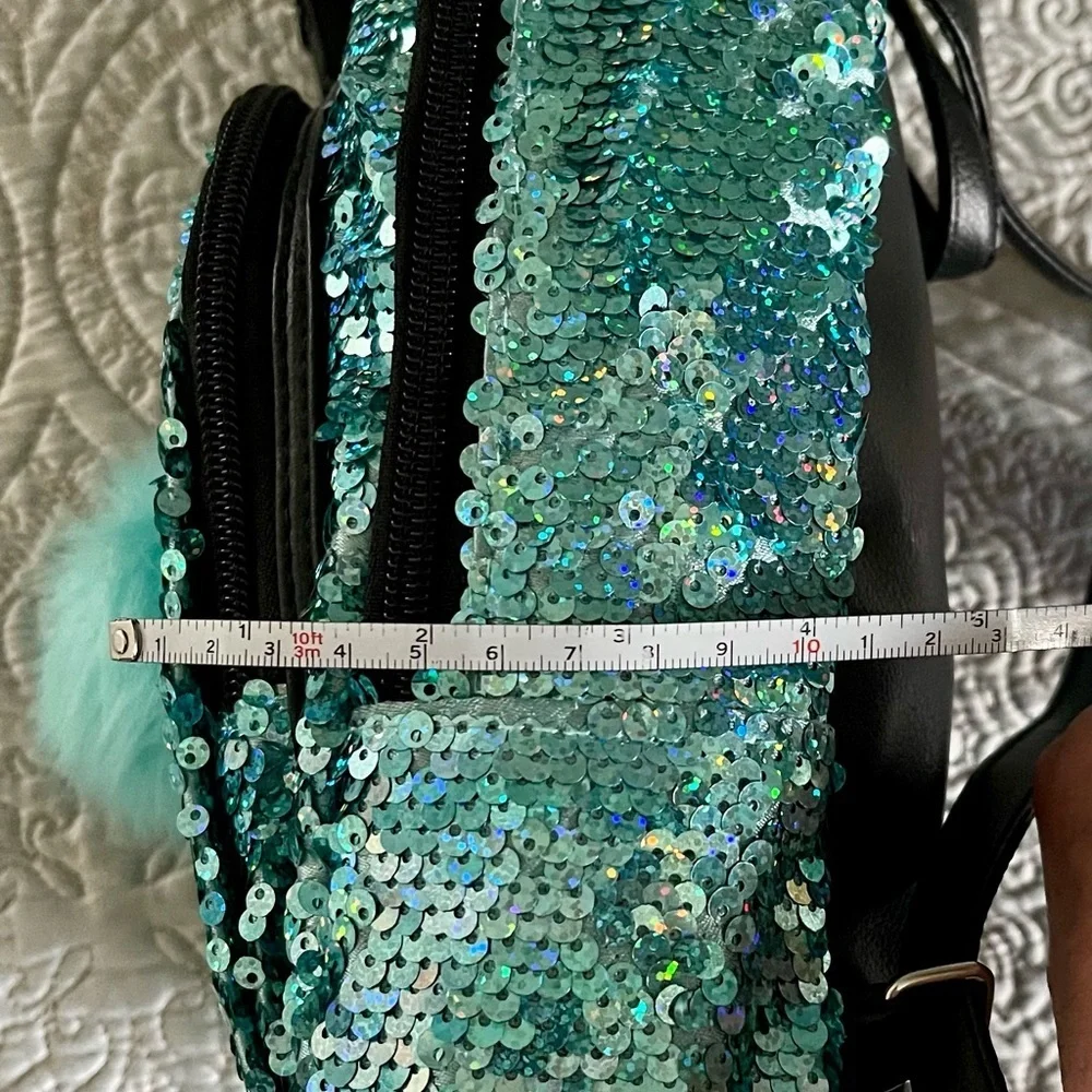 NWOT JUSTICE Backpack in Bright Blue Sparkles with handle and adjustable straps